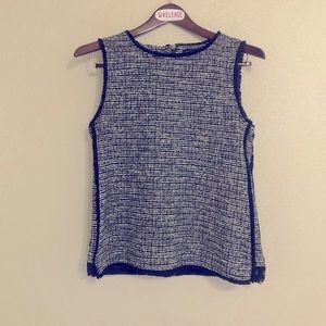 Banana Republic Tweed Blouse with Black Fringe